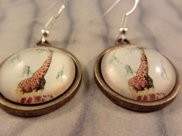 Giraffen Ohrringe Vintage Optik Glas Cabochon